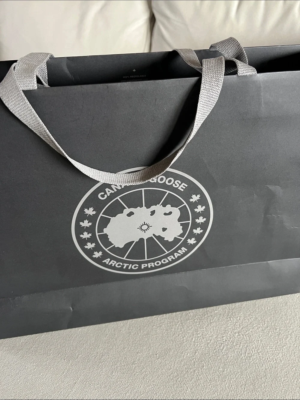 Canada Goose Black Shopping Bag with Gray Handles